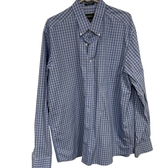 Eddie Bauer Shirt Mens XL Tall Blue Plaid Long Sleeve Button Down Relaxed Fit - Picture 1 of 6